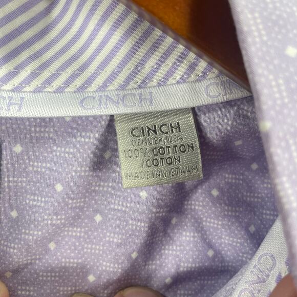 Cinch Button Down Western Shirt Men's Large Purple Geometric Flip Cuff Cowboy - Picture 7 of 11